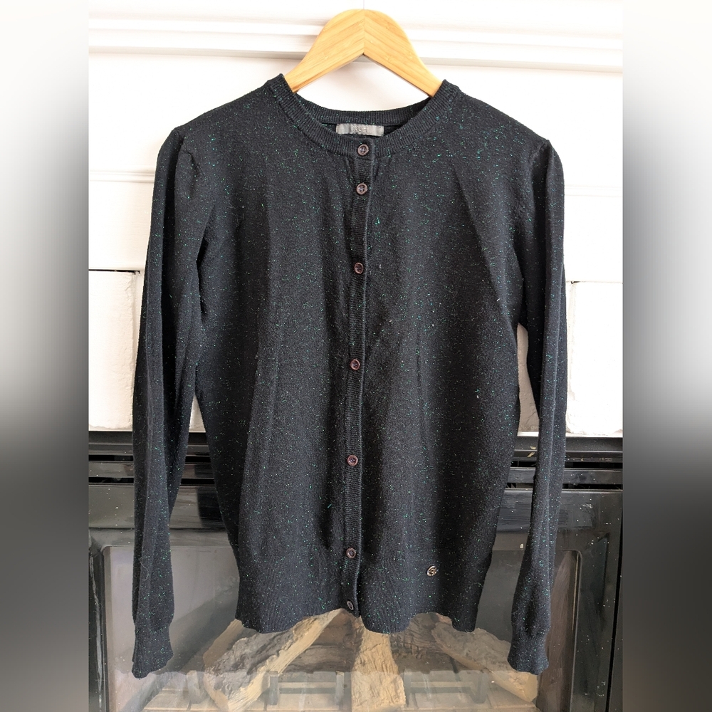 Black METALLIC Fleck Button Down Cardigan Sweater